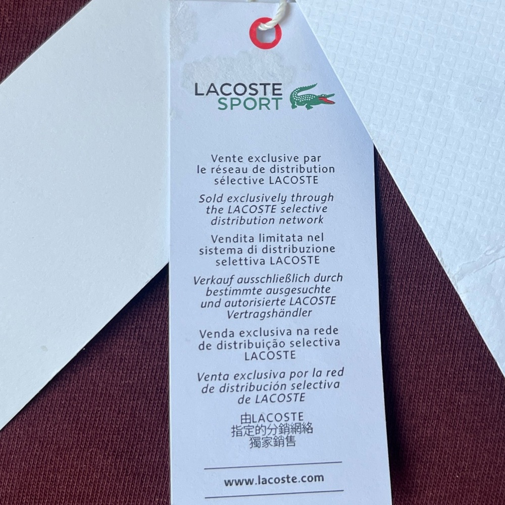 NWT Lacoste Sport Graphic Burgundy Tee with Iconic Green Logo Men Size Medium - Picture 11 of 11